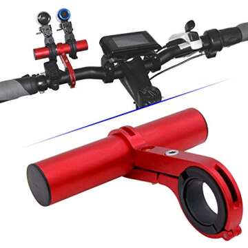 Bike Handlebar Extender, Bicycle Double Handlebar Extension Aluminum Alloy Mount Holder Bracket Space Saver, Red, 10cm, 1 Pcs