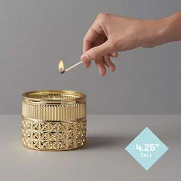 Capri Blue Gilded Muse Faceted Jar Scented Candle - Exotic Blossom and Basil - 11 Ounce