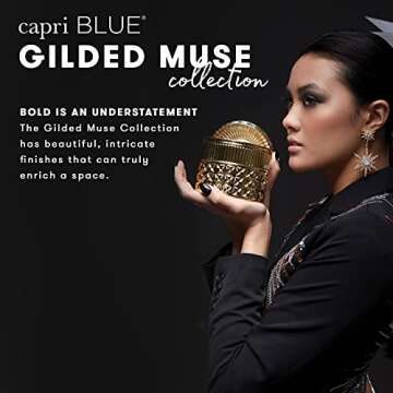 Capri Blue Gilded Muse Faceted Jar Scented Candle - Exotic Blossom and Basil - 11 Ounce