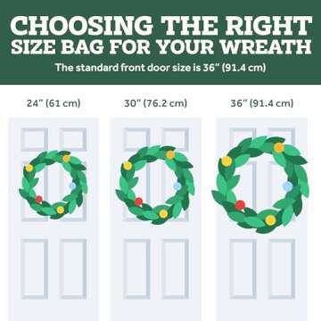 ZOBER Christmas Wreath Storage Container - 24 Inch Wreath Bag for Artificial Wreaths - Dual Zippered Wreath Storage W/Strong, Durable Handles - Green