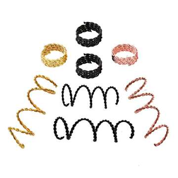 Teemico 30 Pieces Copper Hair Dreadlocks Coil Hair Wraps Braiding Dread Locks Metal Hair Cuffs Hair Braiding Jewelry Hair Decoration Accessories (3 colors)
