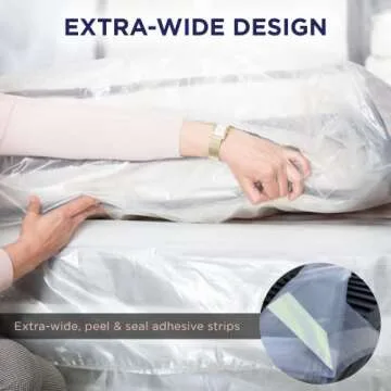 Ultrablock Mattress Bags for Moving or Storage – 6 Mil Reusable Plastic Cover, Tear and Puncture Resistant, Non-Slip Grip, Extra Thick Queen Size Bag – Moving Supplies