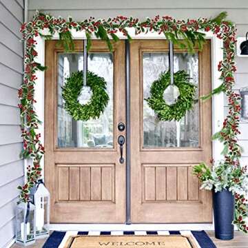 DearHouse 6Ft Red Berry Christmas Garland with Green Leaves, Flexible Artificial Berry Garland for Indoor Outdoor Home Fireplace Decoration for Winter Christmas Holiday New Year Decor
