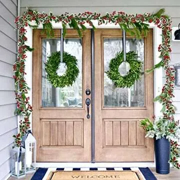 DearHouse 6Ft Red Berry Christmas Garland with Green Leaves, Flexible Artificial Berry Garland for Indoor Outdoor Home Fireplace Decoration for Winter Christmas Holiday New Year Decor