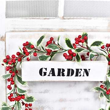 DearHouse 6Ft Red Berry Christmas Garland with Green Leaves, Flexible Artificial Berry Garland for Indoor Outdoor Home Fireplace Decoration for Winter Christmas Holiday New Year Decor