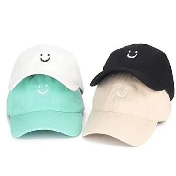 Umeepar Smile Face Baseball Cap for Women Men - Adjustable Cotton Dad Hat