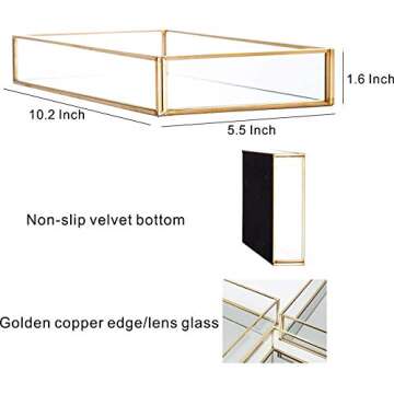 Cq acrylic Decorative Tray,Gold Mirror Tray for Jewelry,Jewelry Tray Storage Organizer Makeup Tray f...