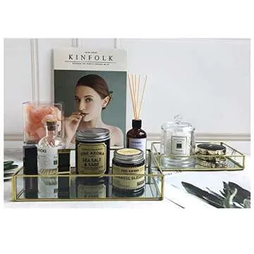 Cq acrylic Decorative Tray,Gold Mirror Tray for Jewelry,Jewelry Tray Storage Organizer Makeup Tray for Vanity, Dresser,Pack of 1