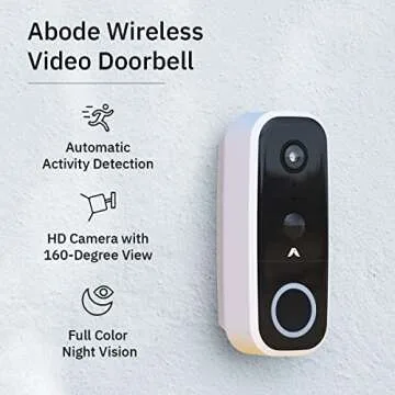 Abode Wireless Video Doorbell Cam & Chime - HD Camera with Night Vision, 160° View, 2-Way Voice & S...
