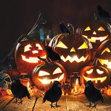 Dazzle Bright 6Pack Black Feathered Crows for Halloween Decoration