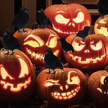 Dazzle Bright 6Pack Black Feathered Crows for Halloween Decoration