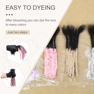 DAIXI 8-10 Inch 30 Strands 100% Real Human Hair Dreadlock Extensions for Man/Women Full Head Handmade 0.8cm-1.2cm Thickness Can Be Dyed and Bleached Dreadlocks Bulk with Needle and Comb (1B Color)