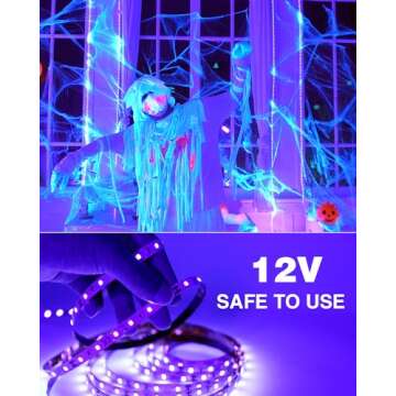 Onforu 32.8ft LED Black Light Strip Kit, 600 Units Lamp Beads, 12V Flexible Blacklight Fixtures, 10m Ribbon, Non-Waterproof for Glow Party, Indoor Birthday, Body Paint,Halloween