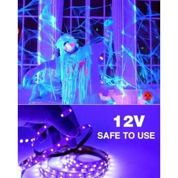 Onforu 32.8ft LED Black Light Strip Kit, 600 Units Lamp Beads, 12V Flexible Blacklight Fixtures, 10m Ribbon, Non-Waterproof for Glow Party, Indoor Birthday, Body Paint,Halloween