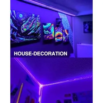 Onforu 32.8ft LED Black Light Strip Kit, 600 Units Lamp Beads, 12V Flexible Blacklight Fixtures, 10m Ribbon, Non-Waterproof for Glow Party, Indoor Birthday, Body Paint,Halloween