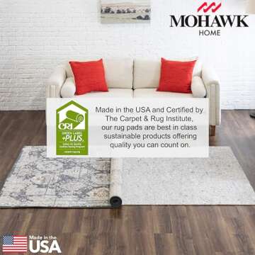 Mohawk Home 4' x 6' 1/4 Rug Pad 100% Felt Protective Cushion, Premium Comfort Underfoot – Safe for All Floors, Grey