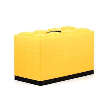 Camco Fasten Camper/RV Leveling Blocks - Features Interlocking Design for Customizable Height - Carrying Handle Twists to Secure Blocks for RV Storage - 17” x 8.5” x 1”, Yellow, 10-Pack (21023)