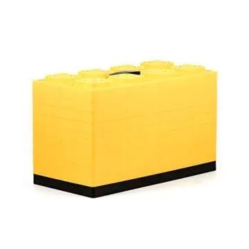 Camco Fasten Camper/RV Leveling Blocks - Features Interlocking Design for Customizable Height - Carrying Handle Twists to Secure Blocks for RV Storage - 17” x 8.5” x 1”, Yellow, 10-Pack (21023)