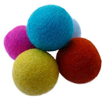 Earthtone Solutions Wool Cat Balls - Safe Silent Felt Ball Toys - Fun Colorful Soft Quiet Wool Kitty...