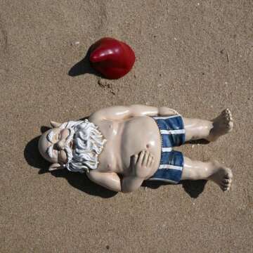 FICITI Sleeping Garden Gnome Statue, Funny naping gnome, Sunbathing gnome, Fun Gift, Decoration for Outdoors - 10 inches