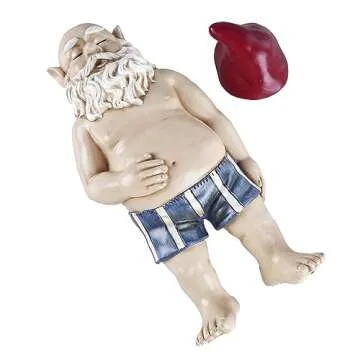 FICITI Sleeping Garden Gnome Statue, Funny naping gnome, Sunbathing gnome, Fun Gift, Decoration for Outdoors - 10 inches