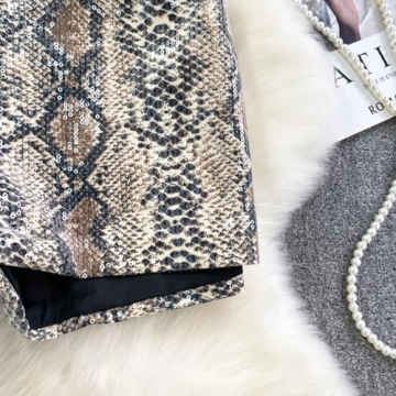 Stylish QNI Leopard Print Sequin Shorts for Women