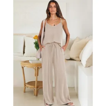 ANRABESS Women's Linen Lounge Set Summer Beach Outfit