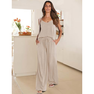 ANRABESS Women's Linen Lounge Set Summer Beach Outfit