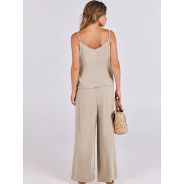 ANRABESS Women's Linen Lounge Set Summer Beach Outfit