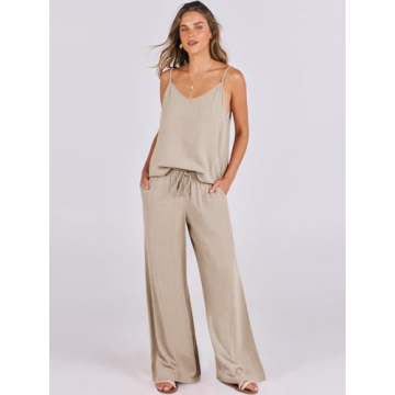 ANRABESS Women's Linen Lounge Set Summer Beach Outfit