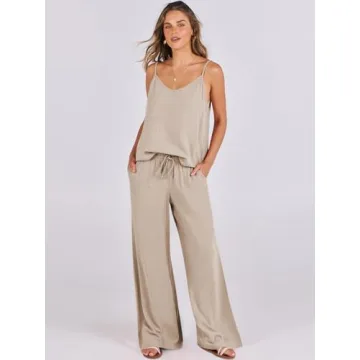 ANRABESS Women's Linen Lounge Set Summer Beach Outfit