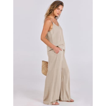 ANRABESS Women's Linen Lounge Set Summer Beach Outfit