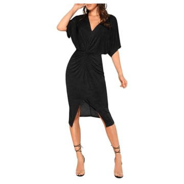 Floerns Black Glitter Midi Dress for Women – Flattering Fit