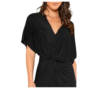 Floerns Black Glitter Midi Dress for Women – Flattering Fit