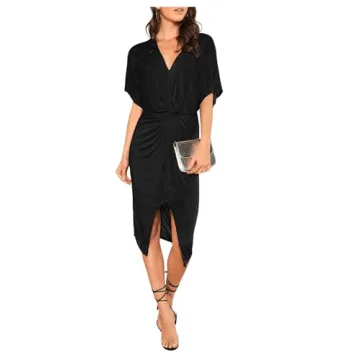 Floerns Black Glitter Midi Dress for Women – Flattering Fit
