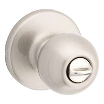 Kwikset Polo Interior Privacy Door Knob with Lock, Door Handle For Bathroom and Bedroom, Satin Nicke...