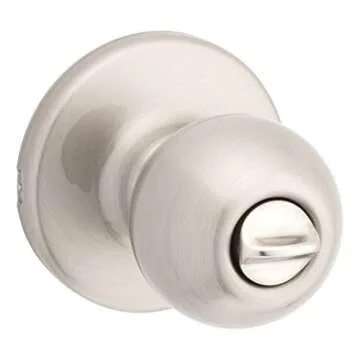 Kwikset Polo Interior Privacy Door Knob with Lock, Door Handle For Bathroom and Bedroom, Satin Nicke...