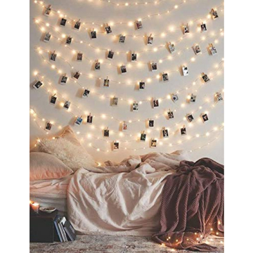 Photo Clip 17Ft - 50 LED Fairy String Lights with 50 Clear Clips for Hanging Pictures, Photo String ...