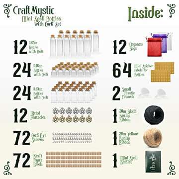 CraftMystic 60 Pcs Mini Glass Bottles with Cork - Spell Jars Craft Kit for Adults