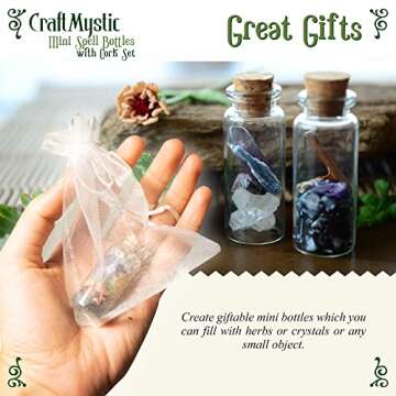 CraftMystic 60 Pcs Mini Glass Bottles with Cork - Spell Jars Craft Kit for Adults