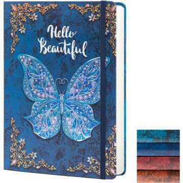 3D Butterfly Embossed College Ruled Journal - Elegant Writing Notebook