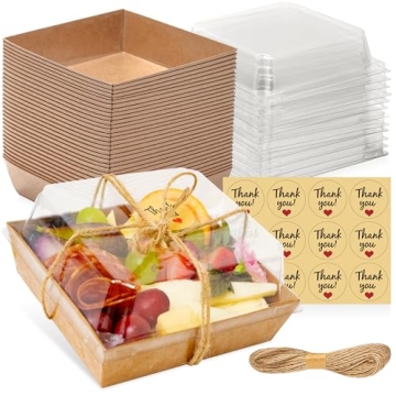 50 Pack Small Charcuterie Boxes with Clear Lids - To Go Paper Mini Charcuterie Box, Disposable Food ...