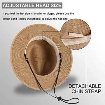 Wide Brim Straw Panama Hat - Stylish Lightweight, Breathable Men's & Women's Fedoras Provide Excelle...