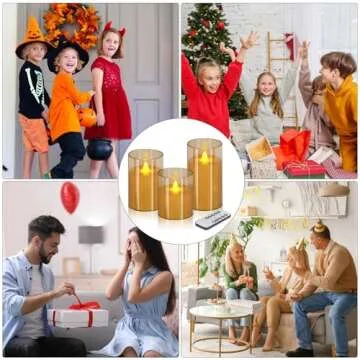 wemarry Flameless Candles 4" 5" 6" Set of 3 Acrylic Glass Pillars 3" Diameter Battery Operated Flickering Candles Include Remote with Timer for Home Decor Wedding Festival Cafe Restaurant Decor