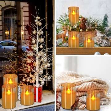 wemarry Flameless Candles 4" 5" 6" Set of 3 Acrylic Glass Pillars 3" Diameter Battery Operated Flickering Candles Include Remote with Timer for Home Decor Wedding Festival Cafe Restaurant Decor
