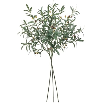 SHACOS 3 PCS 39" Fake Olive Tree Branches Olive Stems Large Tall Artificial Greenery Stems Bulk Faux...