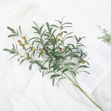 SHACOS 3 PCS 39" Fake Olive Tree Branches Olive Stems Large Tall Artificial Greenery Stems Bulk Faux Olive Branches for Vase Olive Leaves Plant Branch Greenery Decor