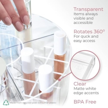 iDesign Sarah Tanno Lazy Susan Spinning Organizer Clear