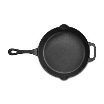 Amazon Basics Pre-Seasoned Cast Iron Skillet Pan, 10.25 Inch, Black