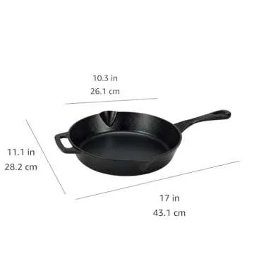 Amazon Basics Pre-Seasoned Cast Iron Skillet Pan, 10.25 Inch, Black